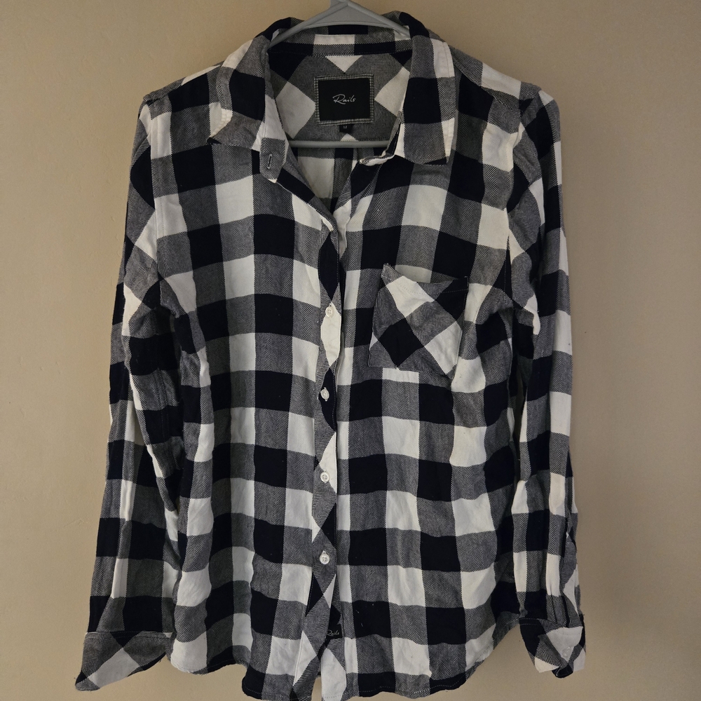Rails Black and White Plaid Flannel hunter Shirt